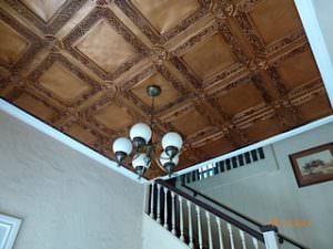 Faux Antique Copper Drop-in Grid Ceiling Tile Design 304