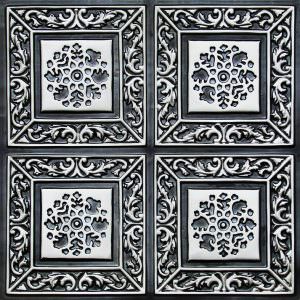 Faux Ceiling Tiles TIN LOOK PVC GLUE UP DROP IN 24x24 D217 Antique Silver Pack/6 