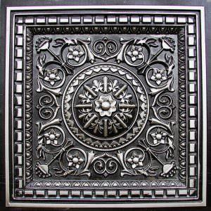Faux Antique Silver Plastic Ceiling Tile Design 215