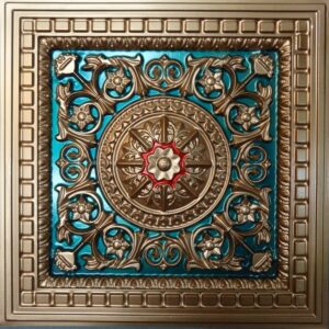 Gold Aqua Red PVC Ceiling Tile Design 215
