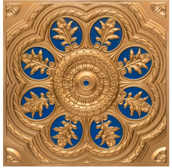 Faux Gold Blue Design 240 PVC Ceiling Tile Faux Gold Blue Design 240 PVC Ceiling Tile